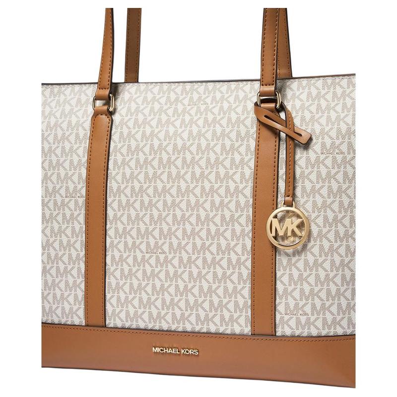 MICHAEL KORS Andie presbyopia all-over color block tote bag, artificial leather shoulder bag, medium size, women's, vanilla white