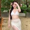 New Seaside Vacation Split Skirt Swimsuit with Small Breasts Gathered and Thin, Long Style Covering Meat and Slightly Fat Bikini Four-piece Set