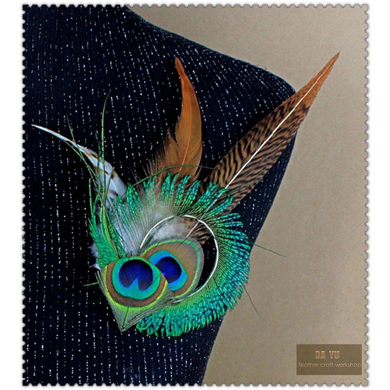 

Dy Fashion Retro Palace Headdress Ethnic Style Peacock Feather Brooch Emcee New Corsage Hot Default