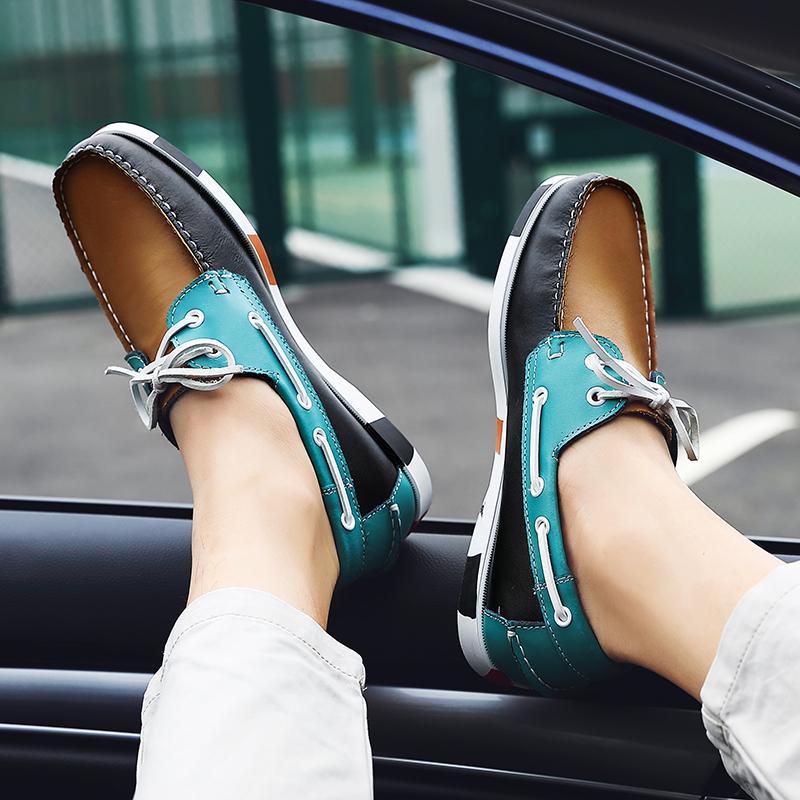 Man Shoe 2025 New Leather Fashion Shoes Classic Men Men Casual Shoes Lace Up Flat Designer Flats Luxury Men Boat Shoes