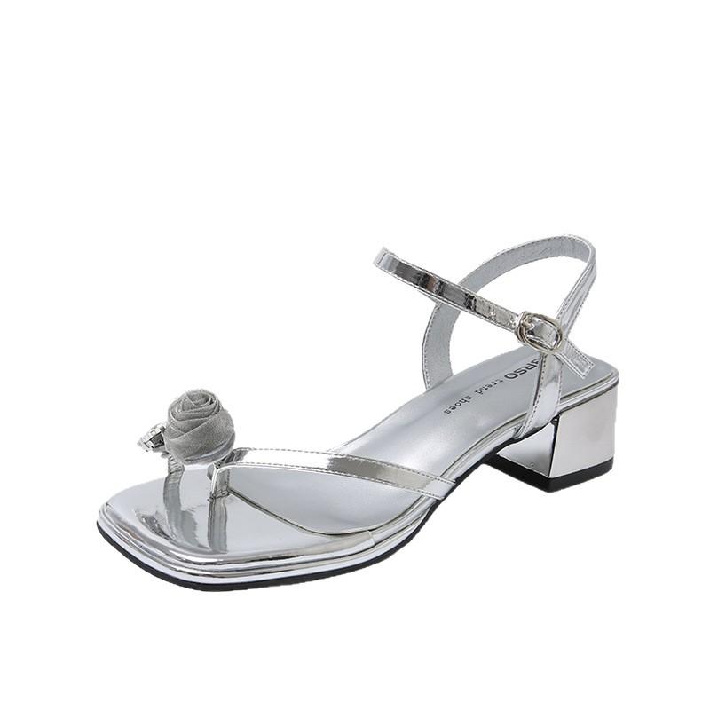 2025 Summer New Thick Heel Women's Shoes Fashion Versatile Niche Temperament Explosion High Heel French Fairy