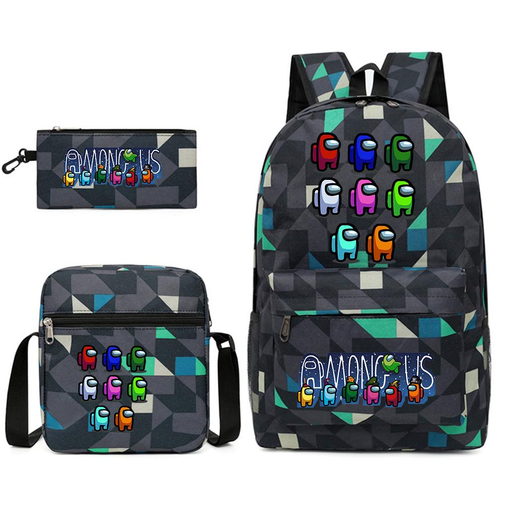 Schulrucksack mit großer Kapazität und Schultergurt; Schüler Drei-teiliges Federmäppchen-Set