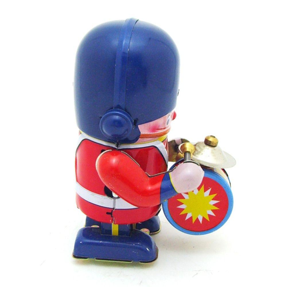 Drumming Robot Wind Up Walking Robot Iron Metal Vintage Mechanical Clockwork  Christmas Gift