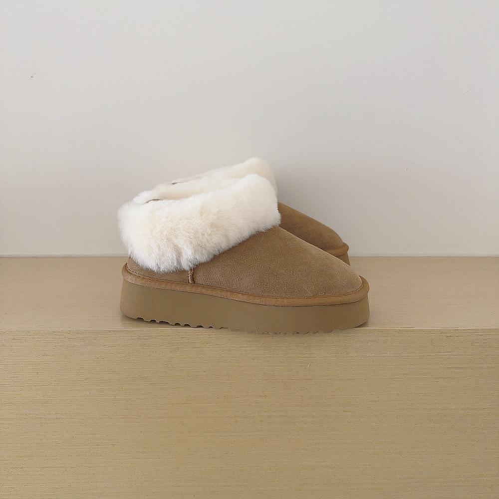 Genuine Leather Women s Suede Snow Boots: Thick-Soled and Warm for Winter 39