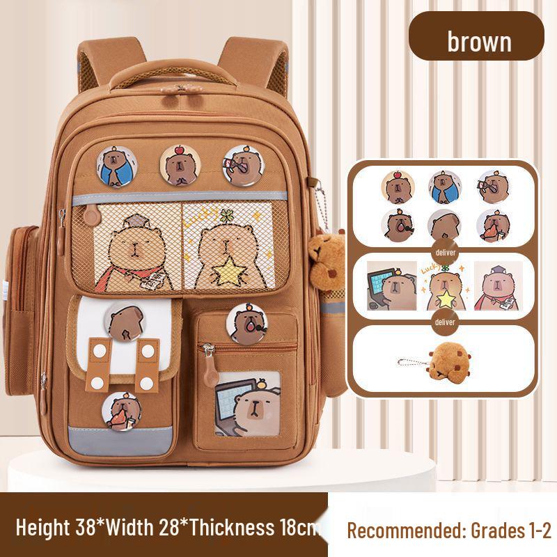 Kids' Lightweight Backpack with Spine Protection for Grades 1-6, Large Capacity, Ideal for Boys and Girls