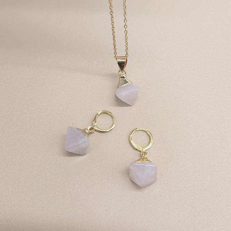 New Fashion Natural Stone Amethyst Crystal Rose Quartz Jewelry Gemstone Birthstone Pendant Necklace for Women