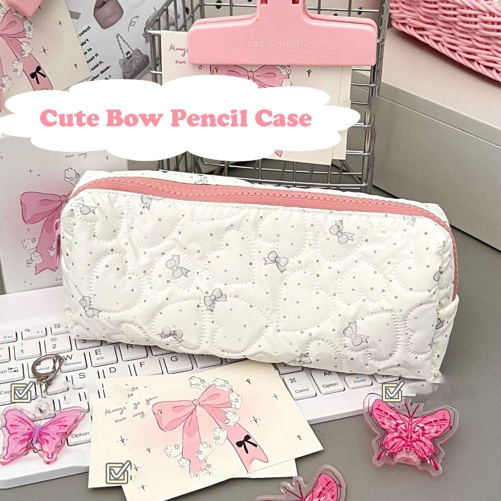 Large Capacity Pen Bag Bowknot Cosmetic Bag Cute Stationery Bag
