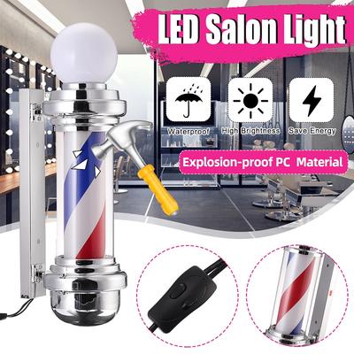 75cm Barber Shop Pole Rotating Lighting Red White Blue Stripe Rotating Light Stripes Sign Hair Wall Hanging LED Downlight