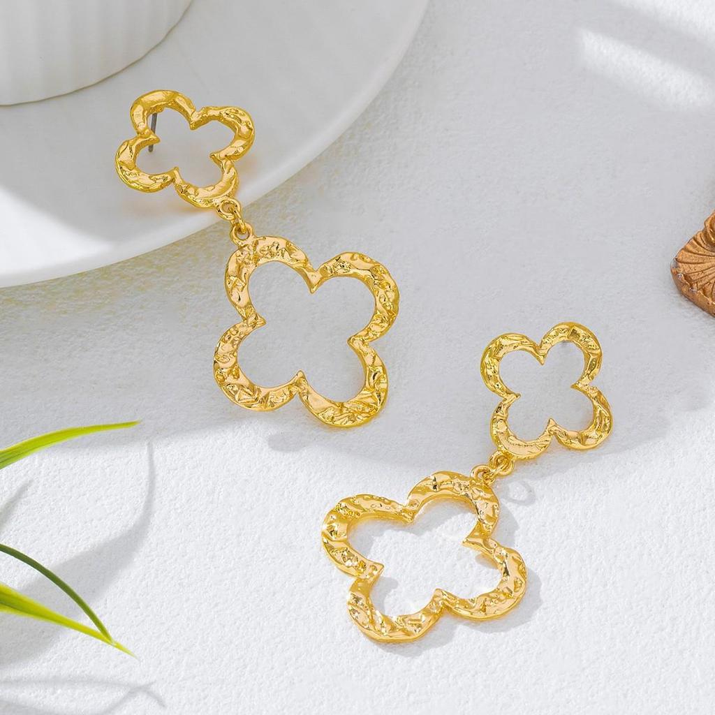 Korean Style Versatile Gold Flower Earrings - Sweet & Simple Floral Drops