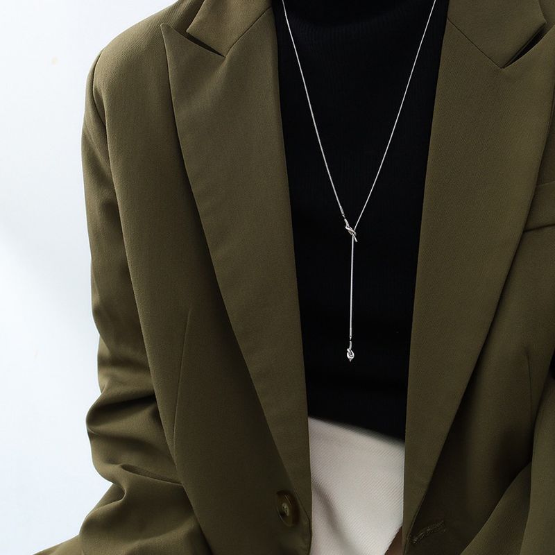 Accessible Luxury Cold Wind Long Female Titanium Steel Korean Style Sweater Chain