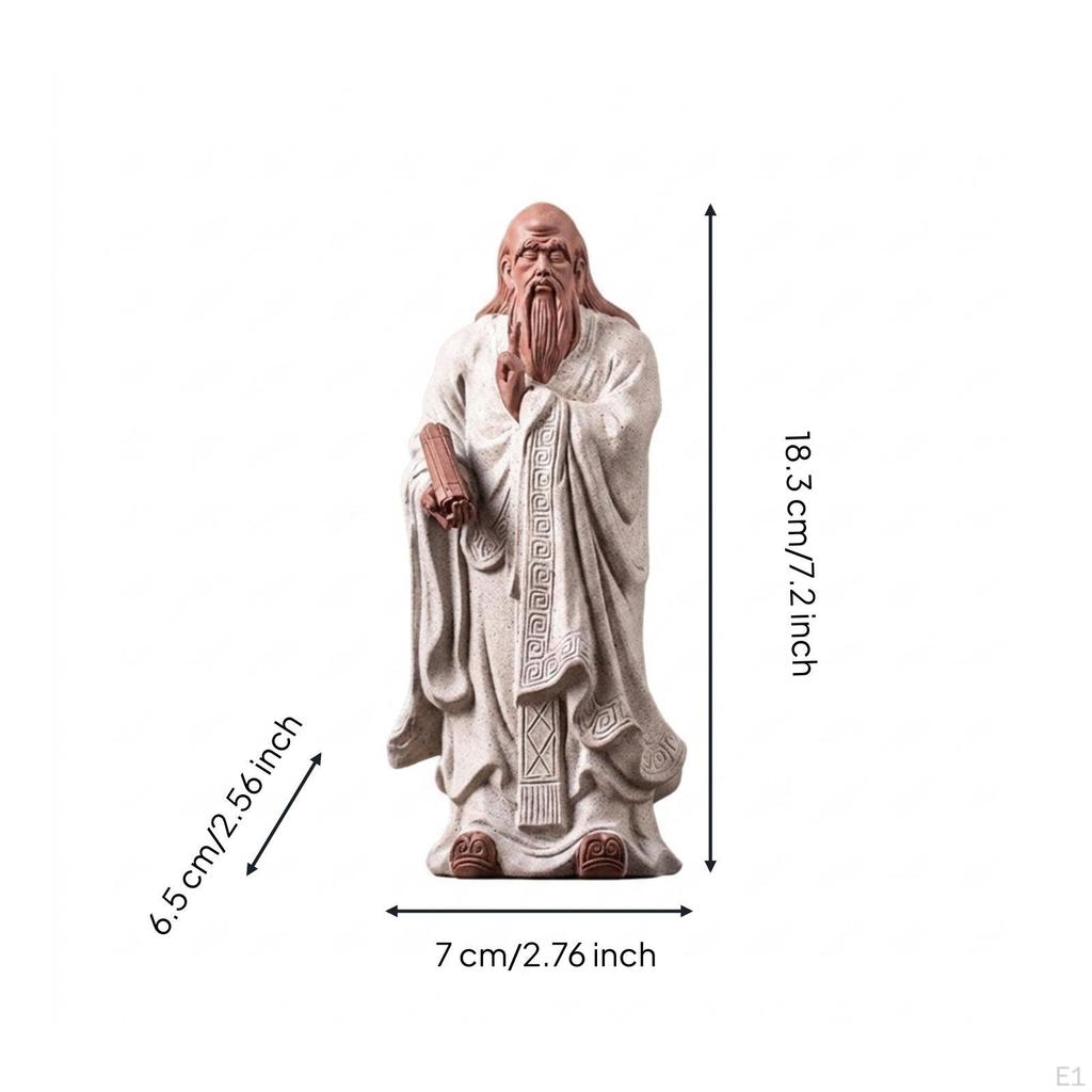 Statua di Studioso Stile Cinese Ceramica Ornamento Tradizionale da Tavolo per Collezionisti d'Arte,