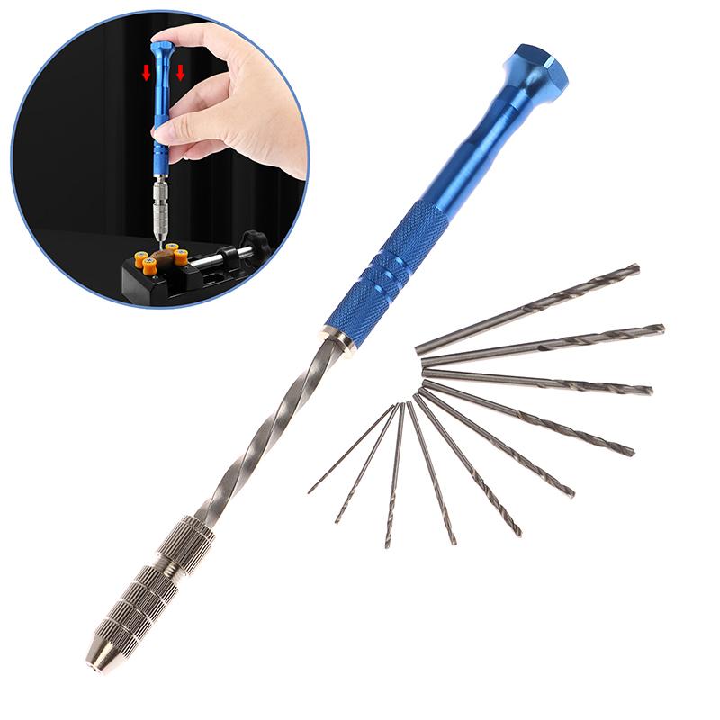 Blaues Verlängertes Halbautomatisches 0,8-3Mm Handbohrerset Handbohrer Bits Set Bohrwerkzeug Handwerkzeuge Für Heimwerkerhandwerk Machen