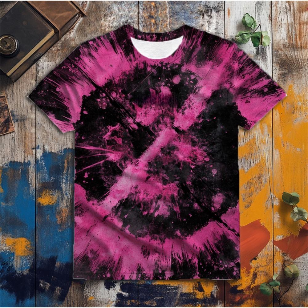 Mode Batikmönster 3D-tryckta T-shirts för män Sommar Enkla Kortärmade Rundhals T-shirts Lös Harajuku Topp