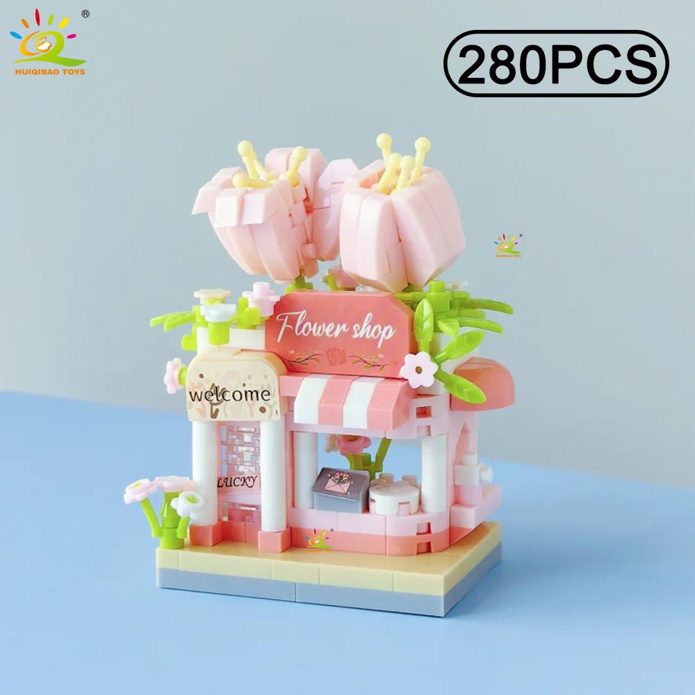 

Нетоксичный Милый Цветочный Магазин Модель Moc Строительный Блок Уличный Пейзаж Магазин Модель Мини Кирпич Игрушка Для Детей Стол Домашний Декор