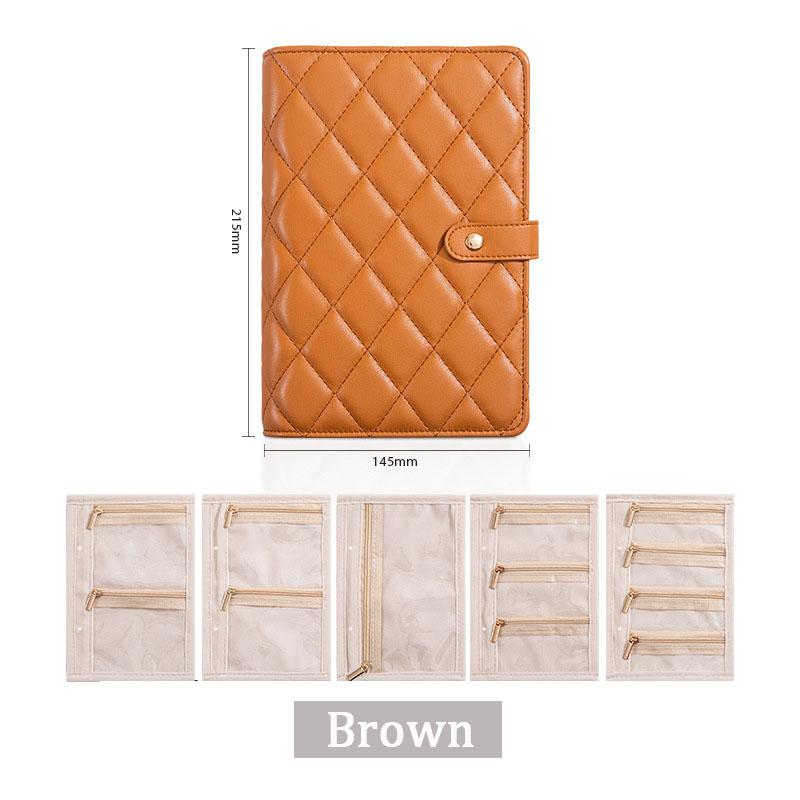 Hochwertiges Transparentes Schmuckaufbewahrungsbuch Samt mit Reißverschluss Halskette Ordner Aufbewahrungsbuch Luxus PU Leder Klarsichthüllen