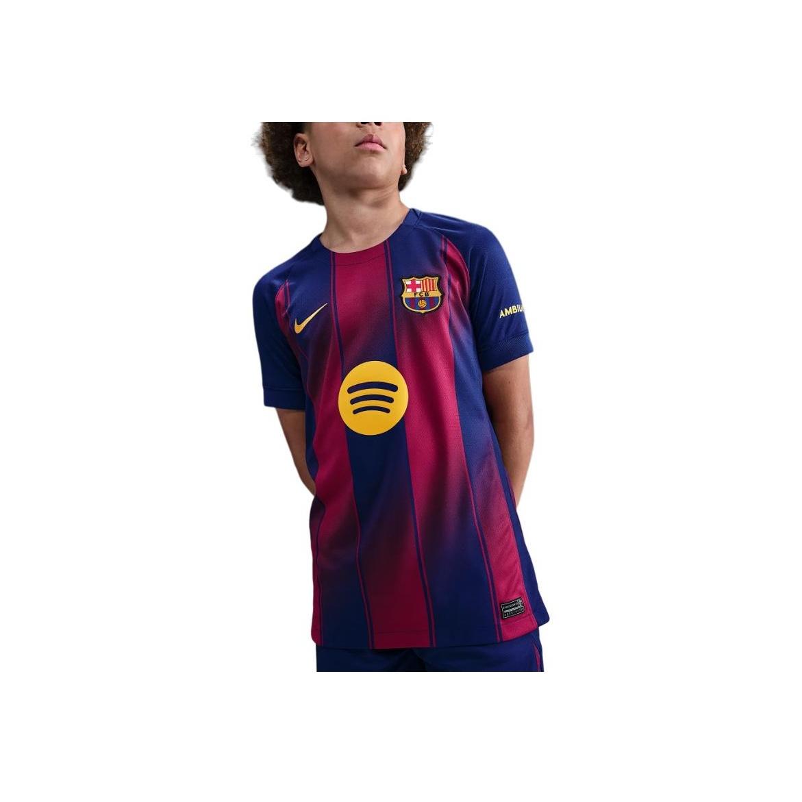 Nike Striped Logo Round Neck Short Sleeve T-Shirt Kids tops Deep-Navy HJ5287-456 L