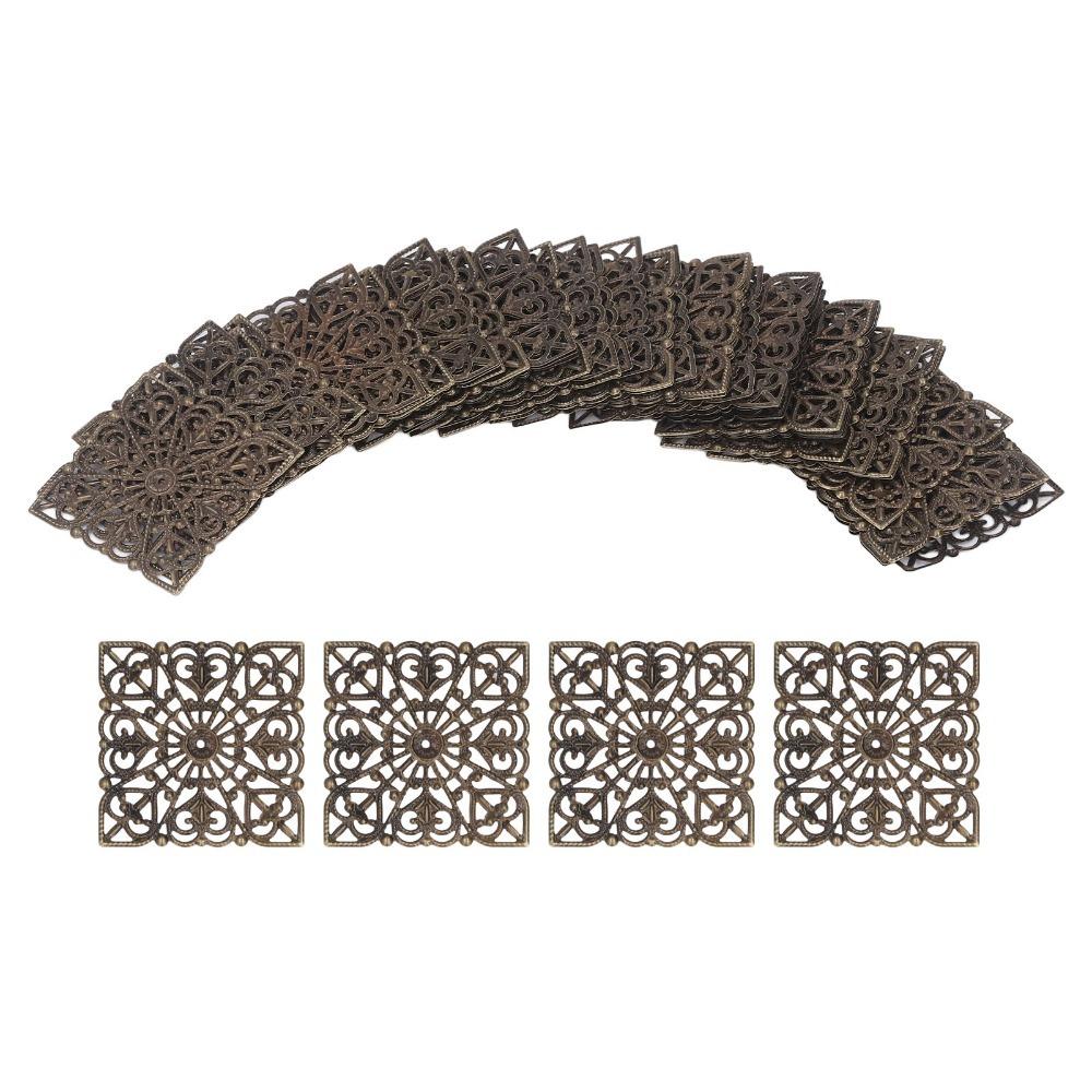 50pcs Antique Bronze Iron Filigree Charm Rustproof Iron Metal Embellishments For DIY Jewelry