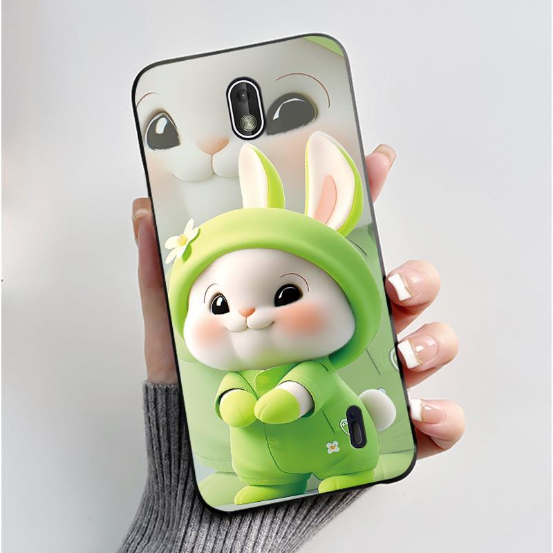 Matte Soft TPU Case For Nokia 1 Plus 2 2.1 2.2 Phone Case Luxury Cute Love Rabbit Funny Cat Black Silicone Ultra Thin Back Cover