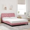 Pink LED Bed Frame without Mattress 140x190 cm Velvet