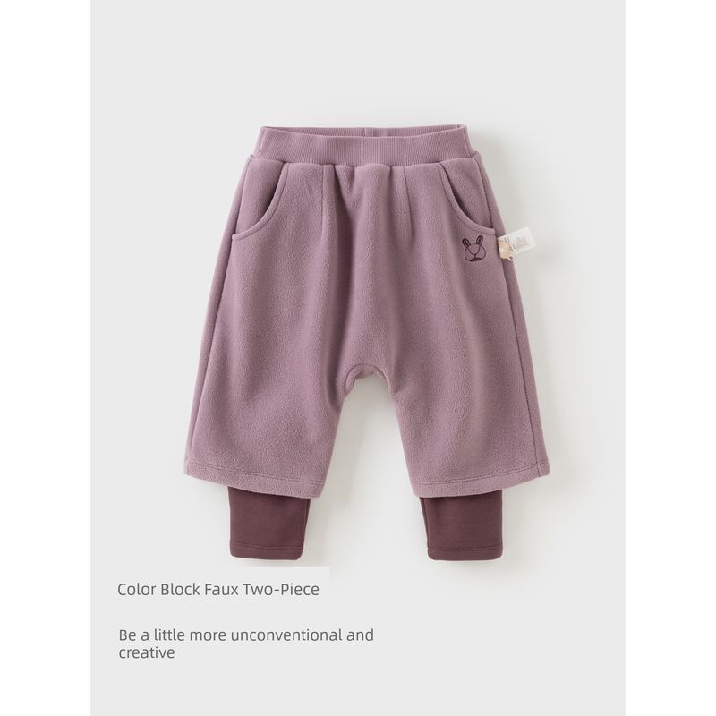 David Bella Children's Harem Pants 2026 Winter Collection Boys' Fleece Pants Girls' Fleece Fake Two-Piece Big Pp Pants