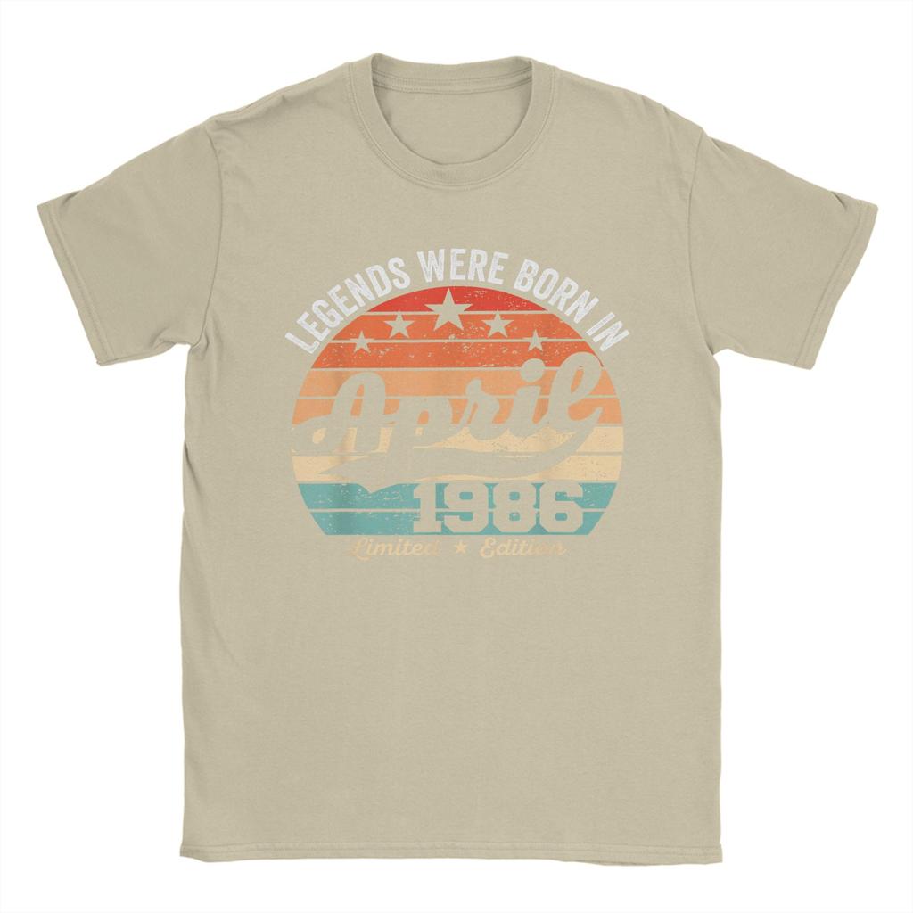Mens TShirts Vintage 40th Birthday Legends Were Born In April 1986 Cotton Tee Shirt Short Sleeve T Shirts O Neck Tops Classic