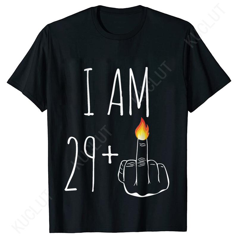 30 Ans 30th Years Birthday Top Women Funny I Am 29 Plus 1 Middle Finger T-shirts Female Funny Birthday Party Tee Ulzzang Clothes