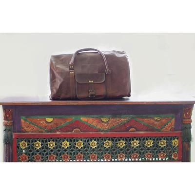 Gift For Men Leather Outdoor Duffel Travel Weekender Overnight Luggage Bag