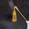 Chinese Geometric Hollow Tassel Hairpin, Ethnic Style Water Drop Leaf Hanfu Accessory for Women