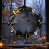 Elegant Mystery Home Accents Halloween Spider Web Wreath, Spooky Vine Branch Wreath with Ghost Castle Seasonal Farmhouse Decor Bat for Front