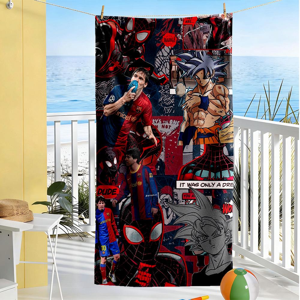 Messi Strandtuch Weich Langlebig Schnelltrocknend Bequem Leicht Ideal für Reisen, Outdoor, Schwimmen, Pool, Yoga, Surfen, Camping, Wandern, Fitnessstudio, Geschenk, Urlaub