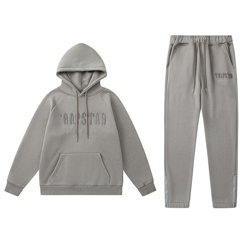 Mens Oversized Hooded Sweatshirt Jogger Pants Set With Embroidered Lettering Soft Fleece-Lined Cotton Blend Casual