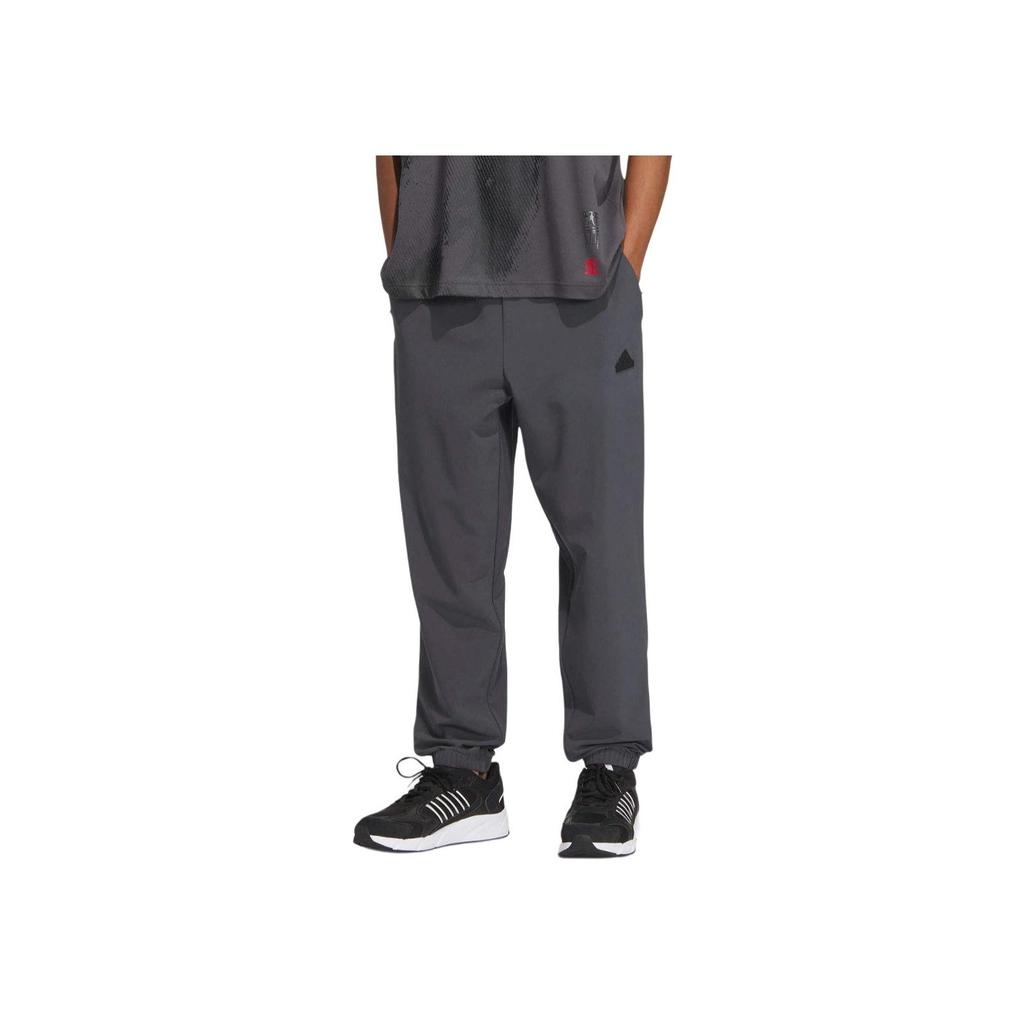 Adidas SS24 Cool Feel Solid Color Sports Jogger Pants Unisex Bottoms Dark-Gray Black JJ1302