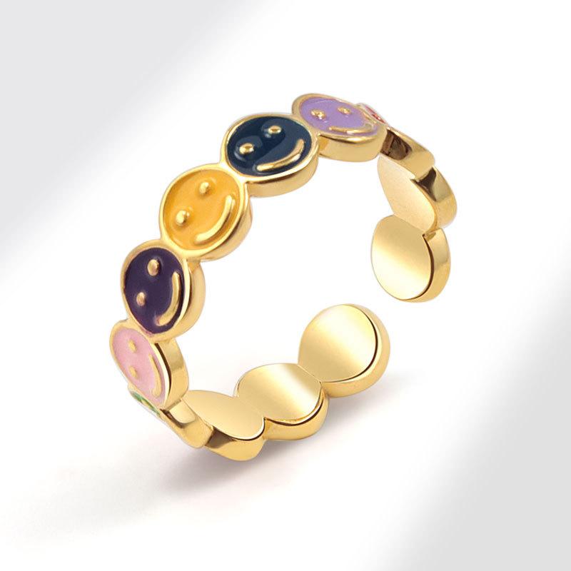 Aukštos kokybės spalvingas emalio širdelės atviro žiedo dizainas, paprastas ir dosnus skonis, moteriškas nišinis, aukštos prabangos emalio mados tendencijų žiedas, papuošalas