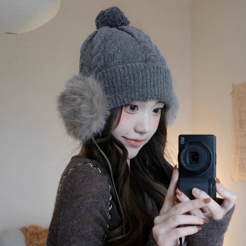 Large Head Circumference Faux Fur Beanie Faux Fur Ear Flaps Thermal Winter Hat Women Outdoor Use