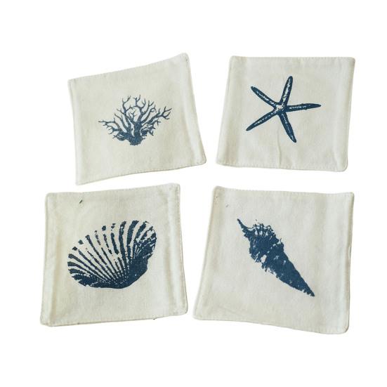 4 pièces sous-verres rustiques en coton, dessous de verre tissés à carreaux brodés à la main pour tasses à café et à thé, protège-table lavable résistant à la chaleur pour la maison