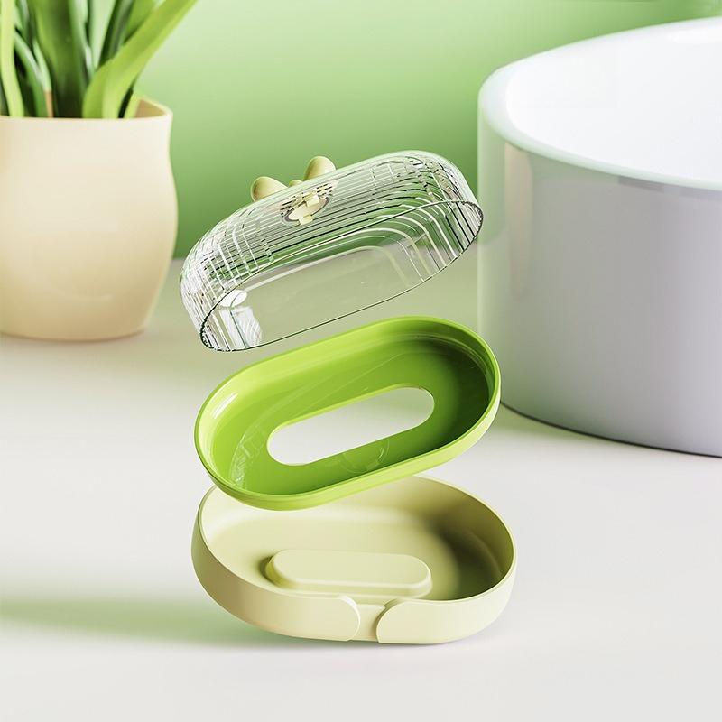 Transparent Bathroom Soap Box with Cover Dust-proof Laundry Table Balcony Bathroom Soap Soap Storage Box Drain Box