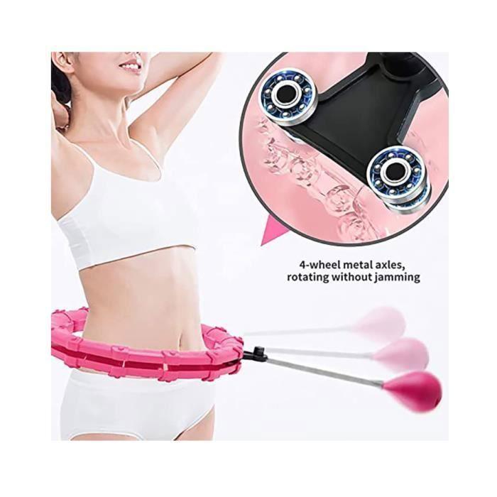 Hula Hoop Fitness - HKESTLD - Adjustable Size - 24 Knots - Weight Ball - Pink