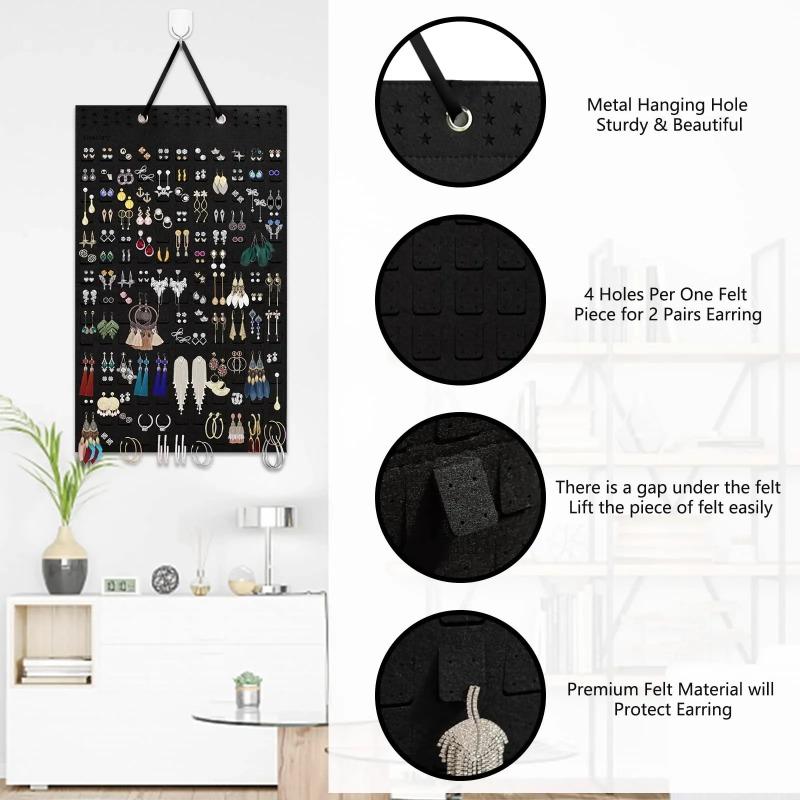 Felt Earrings Storage Hanging Bag Wall Hanging Jewelry Display Shelf Necklace Ring Earrings Storage Bag Jewellery Organizer