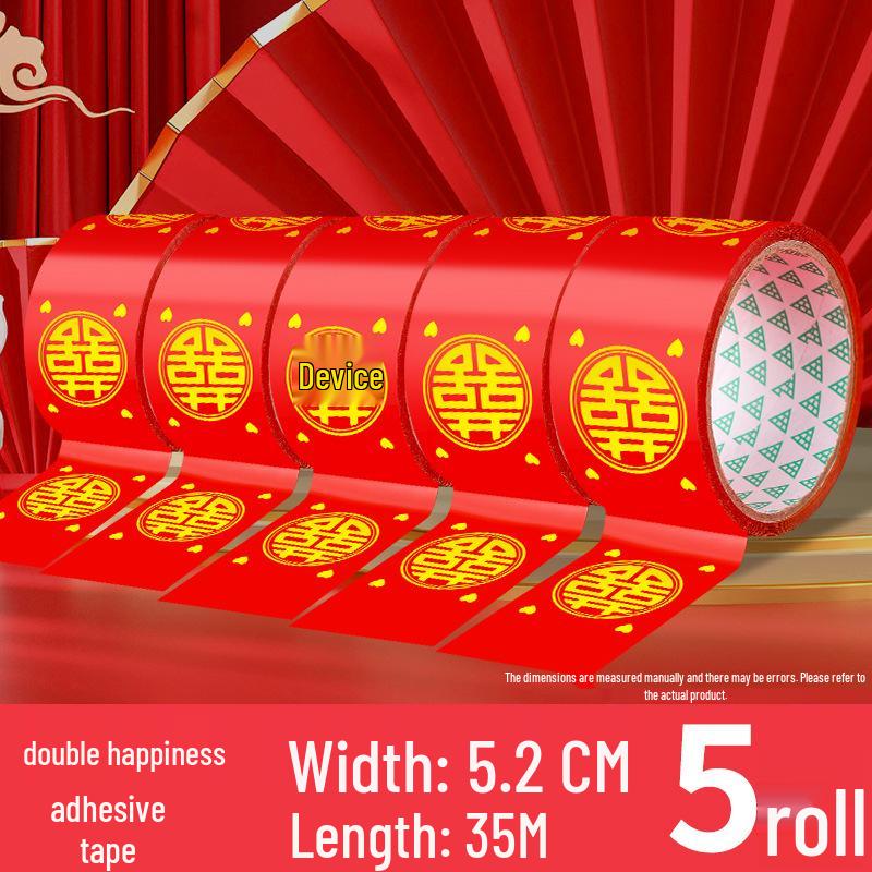 Red Double Happiness Wedding Theme Adhesive Tape for Festive Decoration