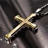 New Male Crystal Cross Jesus Pendant Gold Black Zirconia Cross Pendant Necklace Stainless Steel Jewelry For Men