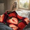 Strawberries Comic Style Flannel Blanket Perfect for Sofa Office Bed Travel Sleep Read Relax Camping Four Season Use