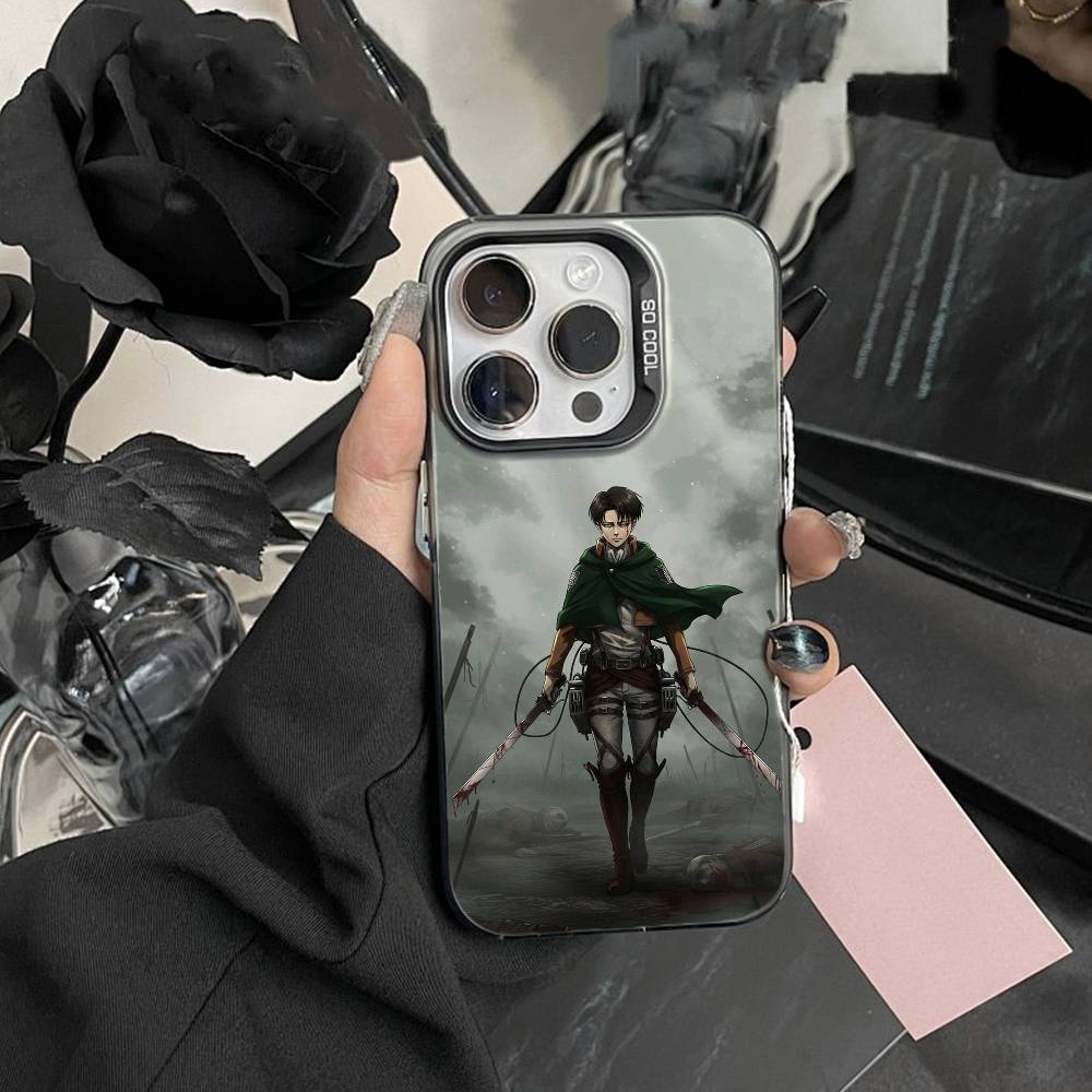 Attack On Titan Levi Ackerman Mobilskal För IPhone 16 17 15 14 12 13 Pro Max Svart Färg Stötsäkert Skydd
