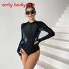 Ladies Onepiece Swimsuit With Zipper And Sun Protection For Water Sports Enthusiasts