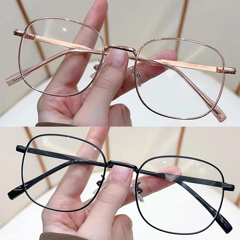 2Pcs New Fashion Vintage Polygon Metal Frame HD Myopia Glasses Men Women Daily Office Simple Style Ultralight Near Sight Eyeglasses