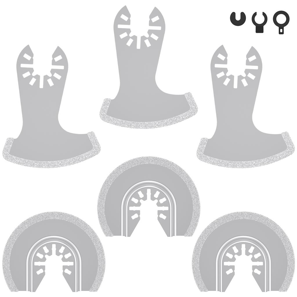 8Pcs Multitool Blades Cemented Carbide Oscillating Saw Blades Professional Triangle Saw Blade for Ceramic Tile Marble Cutting
