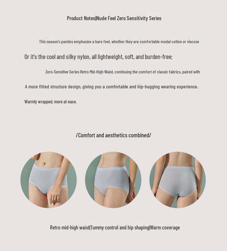Women's Mid-High Waist Modal Cotton Triangle Panties - Comfortable, Breathable Underwear for Autumn/Winter