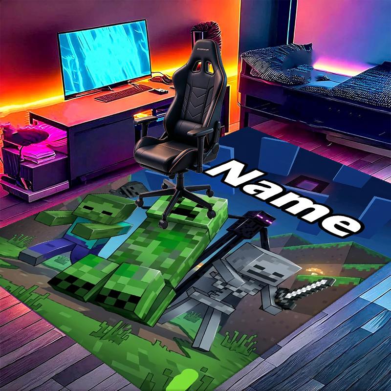 Custom Name Personalized Gamer craft Print Carpet, Versatile Home Decor Rug, for Playroom, Apartment, Balcony, Entryway, Hallway Gift