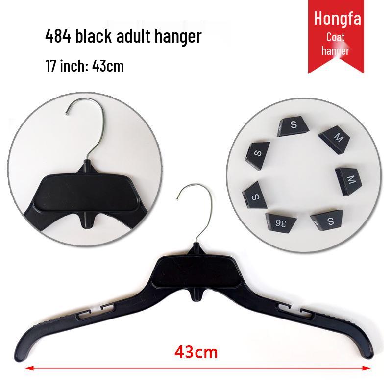 484 Black Non-Slip Plastic Hangers for Women's Clothing