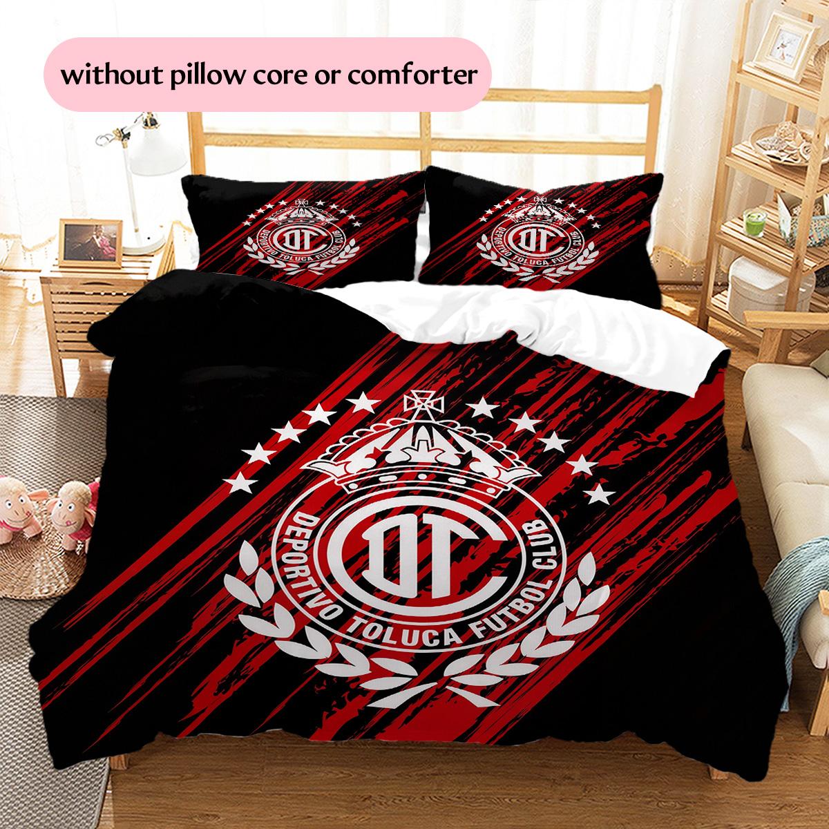 Club Deportivo Toluca Football Club  Pattern Bedding Quilt Set  Home Decoration  Gift (1 * duvet cover + 2 * pillowcase  without core) 135x200cm
