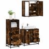 3 Piece Bathroom Furniture Set Smoked Oak Wood Based Material